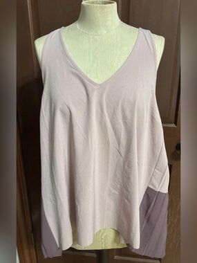 Athleta Swing Forward pleated color block tank top size XL pink purple